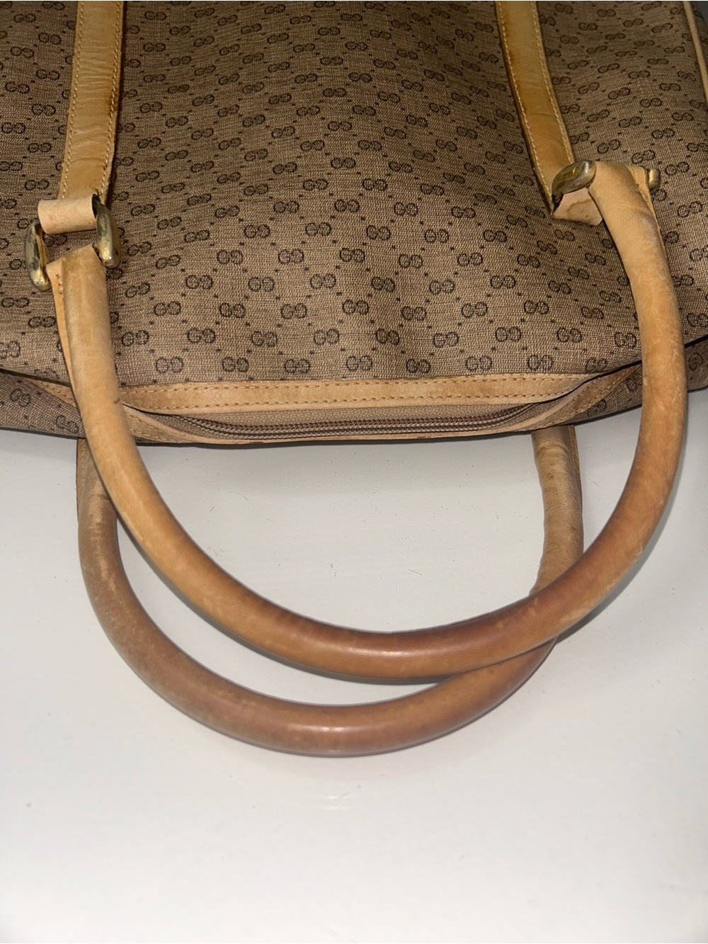 Vintage Gucci Micro GG Tan Coated Canvas Satchel Handbag - Picture 12 of 14